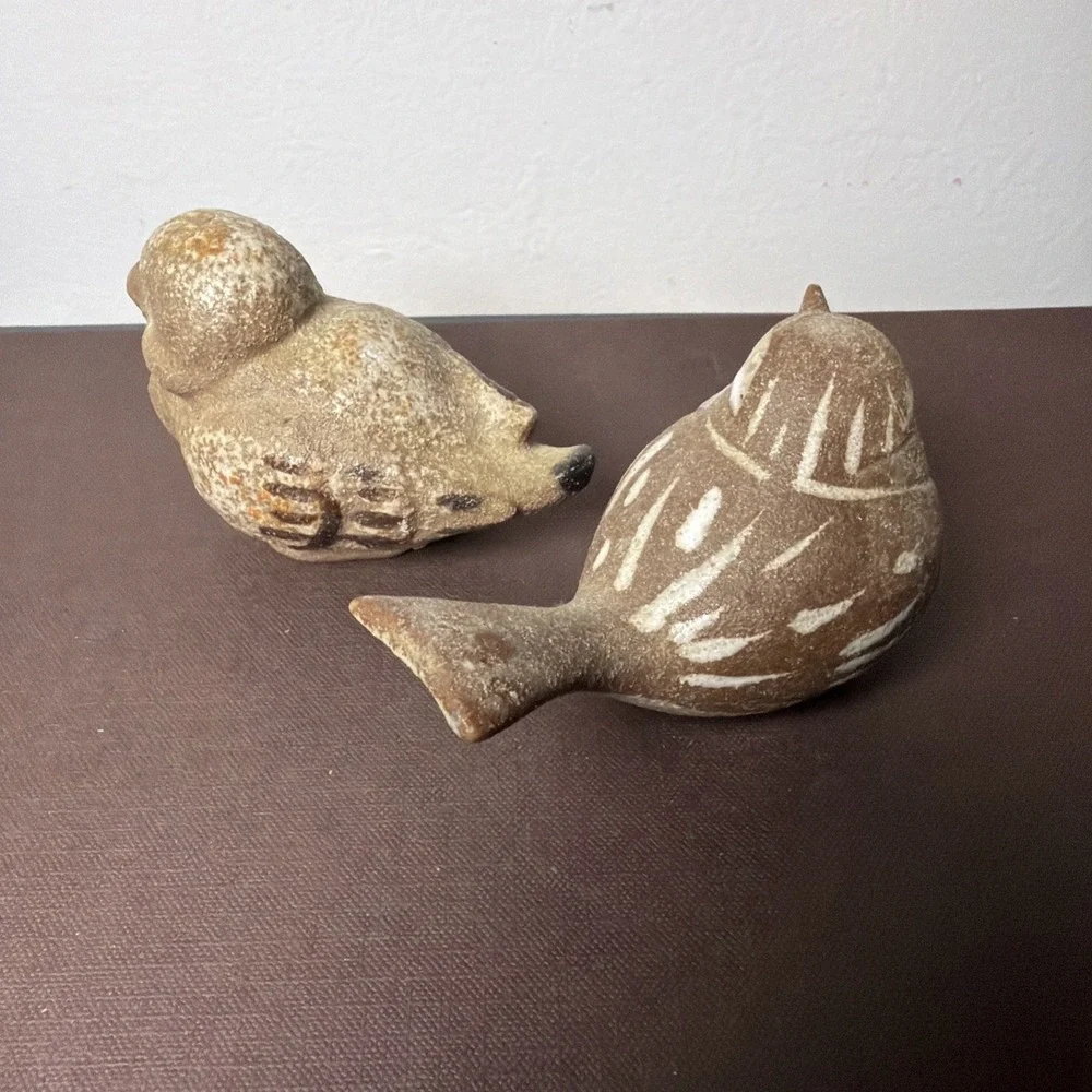 Vintage Stoneware Schmid Brothers Pottery Bird & Duck Figurine Pair Cottagecore